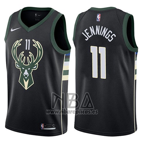 Camiseta Milwaukee Bucks Brandon Jennings NO 11 Statement 2017-18 Negro